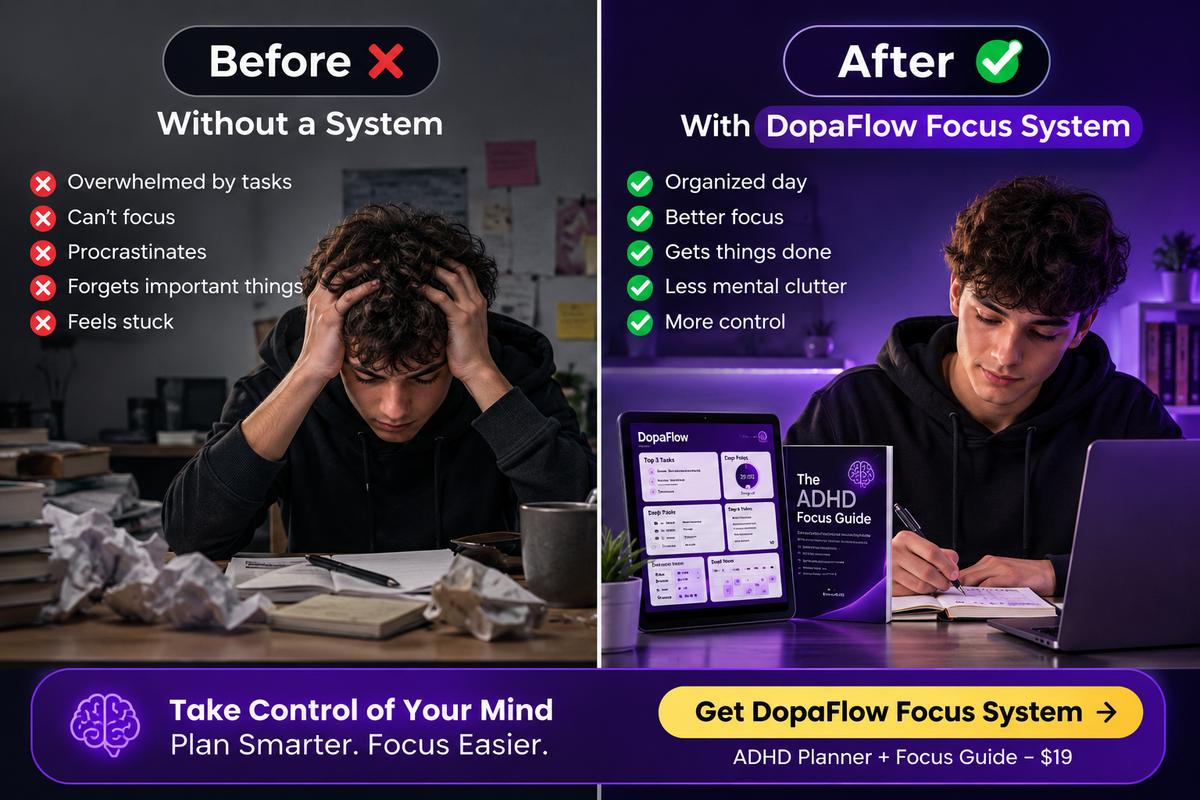DopaFlow Focus System – ADHD Planner + Focus Guide